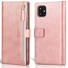 Load image into Gallery viewer, For iPhone 11/Pro/Max SE 2020 XS XR Zipper Leather Wallet Case Card Flip Cover