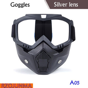 Motorcycle Glasses Motocross Motorbike Moto Goggles Detachable Goggle UV Protection Ski Bike for Halley Open Face Helmet Mask