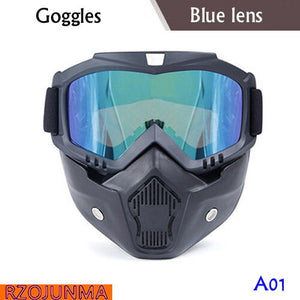 Motorcycle Glasses Motocross Motorbike Moto Goggles Detachable Goggle UV Protection Ski Bike for Halley Open Face Helmet Mask