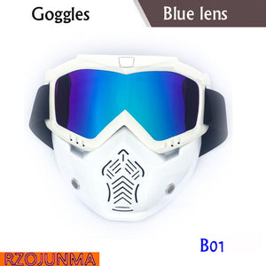 Motorcycle Glasses Motocross Motorbike Moto Goggles Detachable Goggle UV Protection Ski Bike for Halley Open Face Helmet Mask