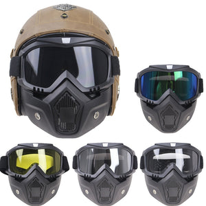 Motorcycle Glasses Motocross Motorbike Moto Goggles Detachable Goggle UV Protection Ski Bike for Halley Open Face Helmet Mask