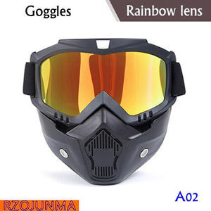 Motorcycle Glasses Motocross Motorbike Moto Goggles Detachable Goggle UV Protection Ski Bike for Halley Open Face Helmet Mask