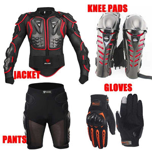 One Set Motorcycle Jacket Short Pants Knee Protection Gloves Motocross Armor Motocross Suits Clothing Motorbike Moto Gloves