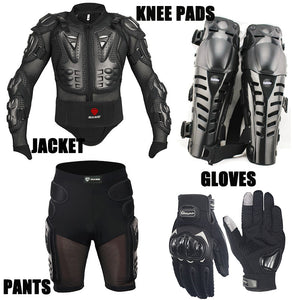 One Set Motorcycle Jacket Short Pants Knee Protection Gloves Motocross Armor Motocross Suits Clothing Motorbike Moto Gloves