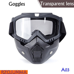 Motorcycle Glasses Motocross Motorbike Moto Goggles Detachable Goggle UV Protection Ski Bike for Halley Open Face Helmet Mask