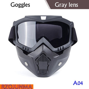 Motorcycle Glasses Motocross Motorbike Moto Goggles Detachable Goggle UV Protection Ski Bike for Halley Open Face Helmet Mask