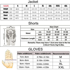 One Set Motorcycle Jacket Short Pants Knee Protection Gloves Motocross Armor Motocross Suits Clothing Motorbike Moto Gloves