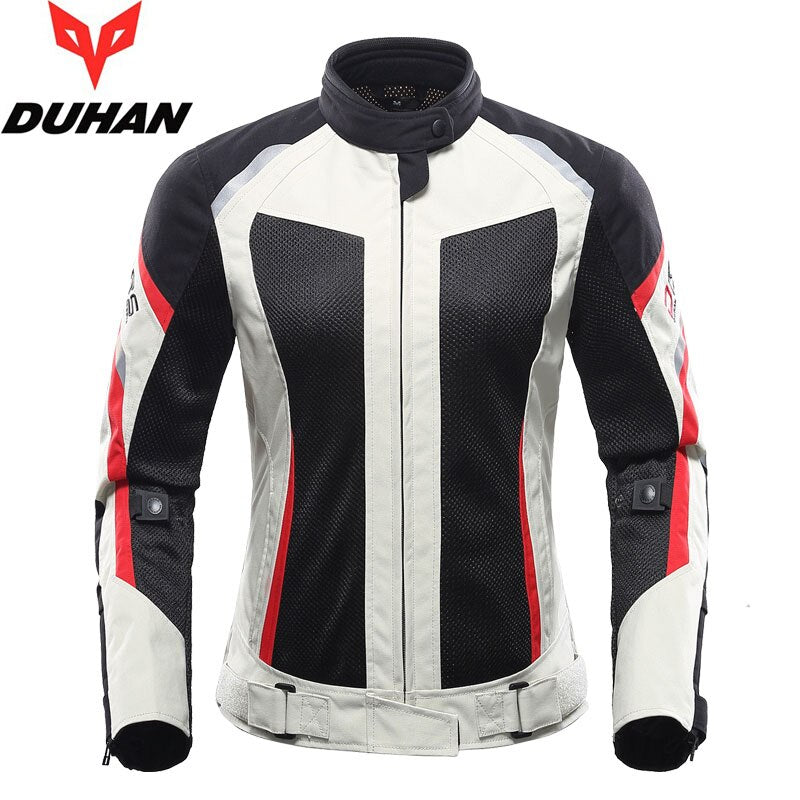 women DUHAN Summer Mesh Breathable Motorcycle Jacket wiReflective Motorbike Jackets of Oxford Cloth 600D and CE Protective gear