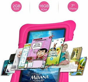 Kids Tablet Pro Android 9.0 OS 7" IPS Display 2GB Ram with Kid-Proof Case Pink