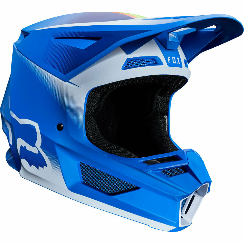 NEW Fox 2020 MX V2 Vlar Blue Dirtbike Motocross Riding Helmet