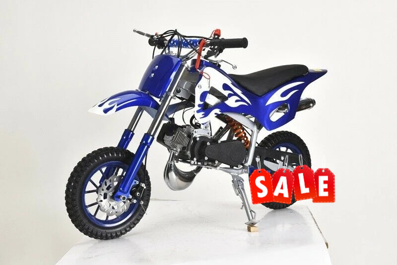 BLUE 49CC MINI MOTOR DIRT BIKE KIDS POCKET ROCKET PEE WEE MOTORCYCLE ATV 50CC