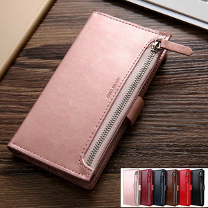 For Samsung S20/Plus/Ultra 5G S10/9 A20/30 Zipper Leather Wallet Case Card Cover