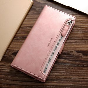 For Samsung S20/Plus/Ultra 5G S10/9 A20/30 Zipper Leather Wallet Case Card Cover