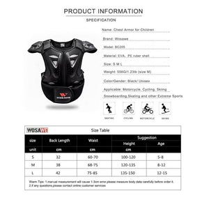 Children Chest Back Spine Protector Vest Skating Dirtbike Anti-Fall Gear M