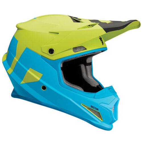 New Thor Racing Sector Level Blue Lime MX Motocross Dirtbike Helmet Matte 2XL