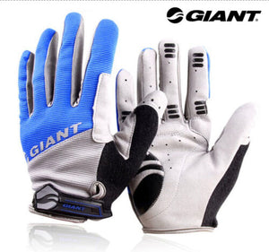 GIANT Cycling Bicycle Bike Blue Full Finger Antiskid Silicone Gel Gloves